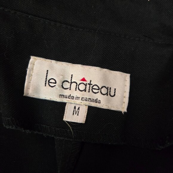 Vintage 90s Le Chateau Goth Military Waistcoat Vest Size M Black Velvet Trim - Picture 12 of 12